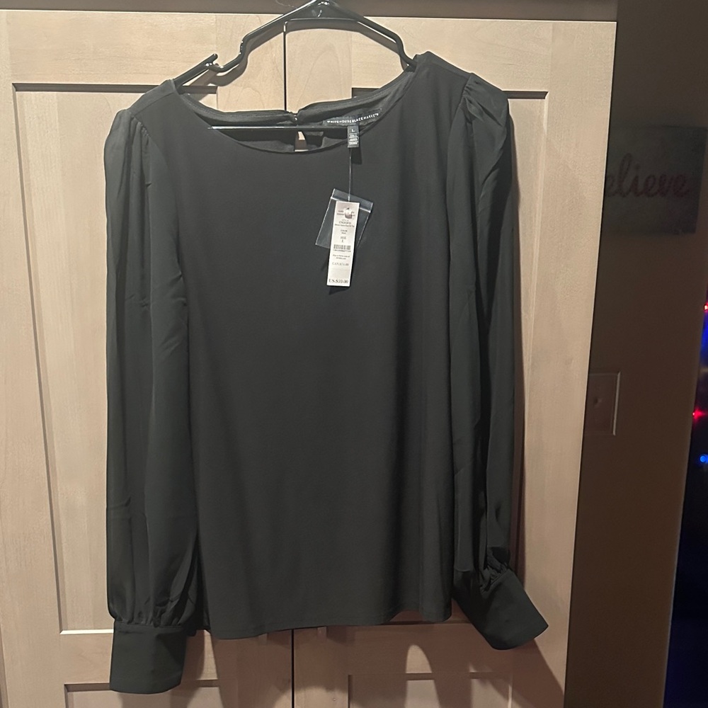 White House Black Market Classic Black Blouse
